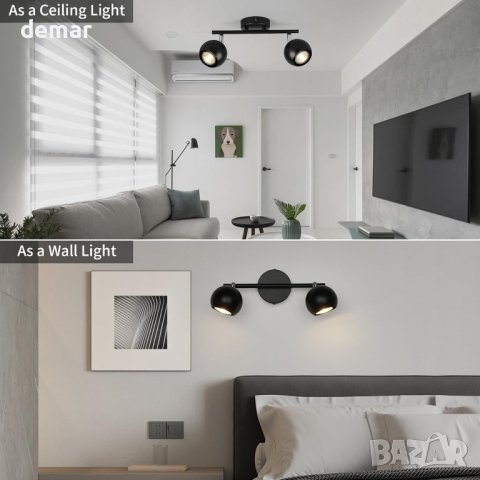 Двупосочен черен таванен прожектор FORCOSO, GU10, без крушки, снимка 2 - Лампи за таван - 43302363