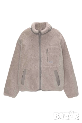 Дамско яке от изкуствен каракул Pull&Bear, 100% полиестер, Сиво, L