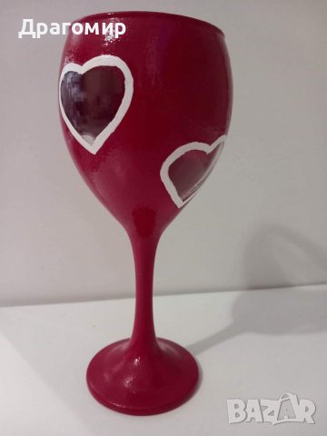 Комплект ръчно рисувани чаши за вино, снимка 4 - Декорация за дома - 39357400