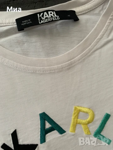 Оригинална дамска тениска Karl Lagerfeld с надпис, снимка 3 - Тениски - 50598495