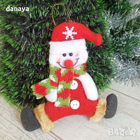 3223 Коледна фигура за окачване Снежко Дядо Коледа, 15 см