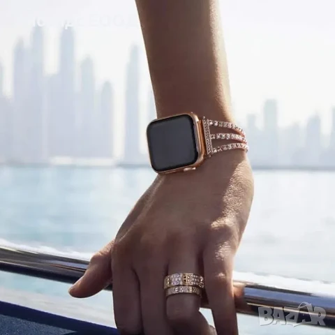 Стоманена каишка с кристали за Samsung/Huawei/Garmin, снимка 6 - Каишки за часовници - 49422290