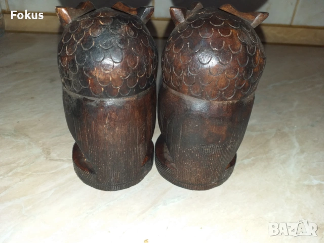 Лот бухалчета совички дърво и месинг, снимка 2 - Антикварни и старинни предмети - 53355911