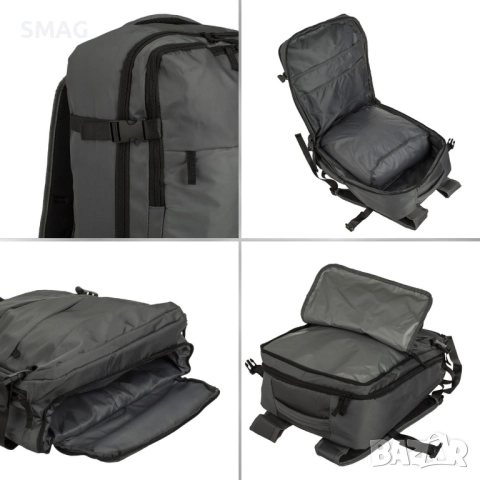 Водоустойчива раница за пътуване 30x15x45 см, сива_1246501, снимка 4 - Раници - 52286247