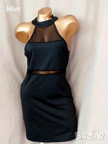от S до XXL Черна къса, еластична рокля 
