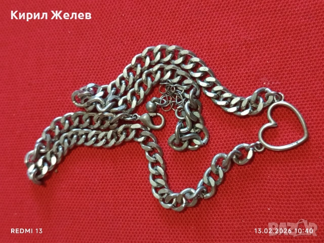 Романтично колие във формата на сърце ❤️ сребрист цвят стил и елегантност 51912, снимка 6 - Колиета, медальони, синджири - 53463048