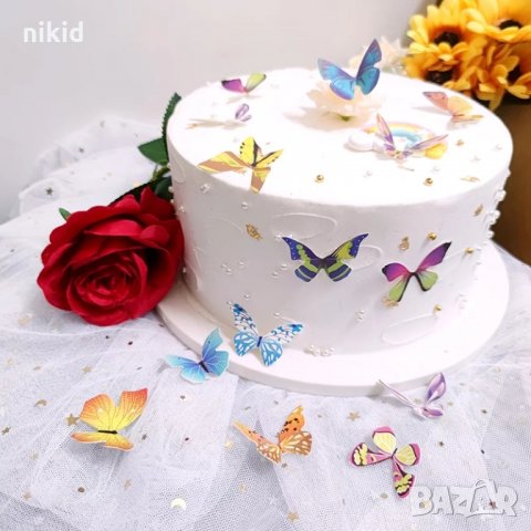 50 бр топери  PVC пеперуди пеперудки украса декорация мъфини  парти торта и др.