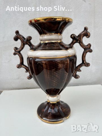 Уникална порцеланова белгийска ваза, H. Bequet Quaregnon. №2268, снимка 6 - Колекции - 36576943