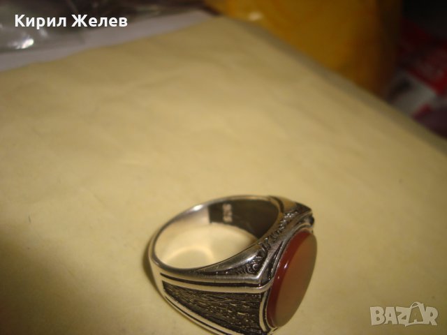 МАЙСТОРСКИ СРЕБЪРЕН МАСИВЕН ПРЪСТЕН с ШЛИФОВАН КАРНЕОЛ ОКСИДИРАНО СРЕБРО 925 ЮВЕЛИРНА ИЗРАБОТА 22380, снимка 12 - Пръстени - 33045520