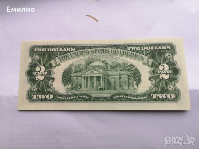 USA $ 2 Dollars Red Seal 1963 НЕЦИРКУЛИРАЛА , снимка 2 - Нумизматика и бонистика - 27441270