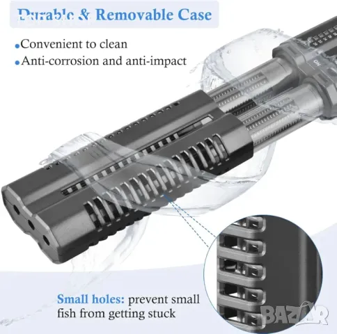 Двутръбен нагревател за аквариум PYPABL 400W, регулируем с предпазен капак, 150-200 л, снимка 5 - Оборудване за аквариуми - 49937549