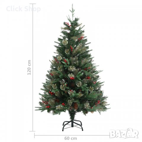 Коледна елха с шишарки, зелена, 120 см, PVC и PE, снимка 6 - Декорация за дома - 38674785