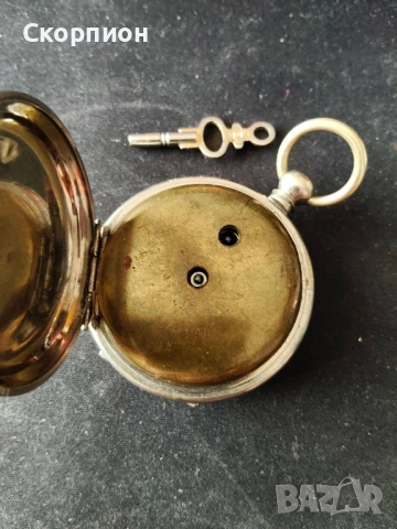 Швейцарски джобен часовник 1900г. с посребрени капаци - с ключе - ПЕРФЕКТЕН - ПРОМОЦИЯ, снимка 16 - Джобни - 48361698