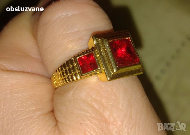 Позлатен пръстен с  рубини, нов 💥