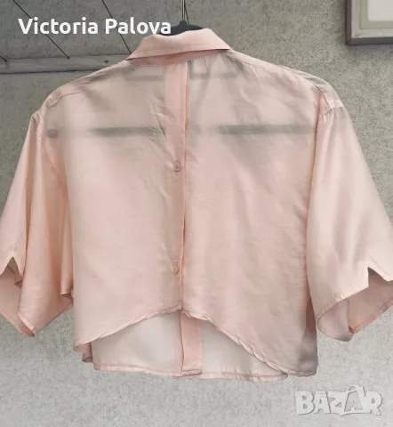 Бутикова блуза кроп FASHIONFRONT ROW 100% коприна, снимка 6 - Корсети, бюстиета, топове - 49570441