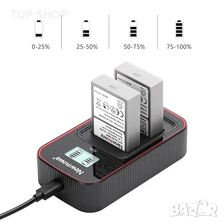 Комплект батерии 2200 mAh и смарт зарядна станция за Olympus от Newmowa BLS-5 , снимка 3 - Батерии, зарядни - 48510925