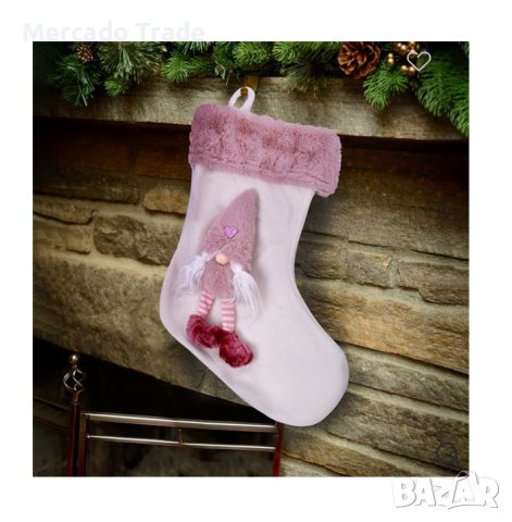 Коледен ботуш Mercado Trade, 3D, Гном, 43 см, Бял, снимка 2 - Декорация за дома - 38792264