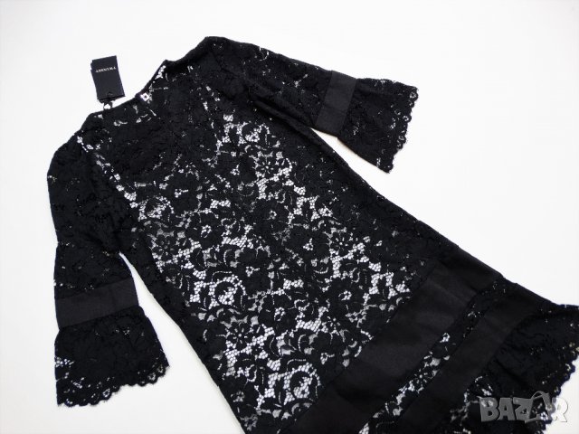 НОВА! Twinset Lace Black Dress Luxury Exclusive Collection Дамска Дантелена Рокля Размер 38, снимка 11 - Рокли - 32885010