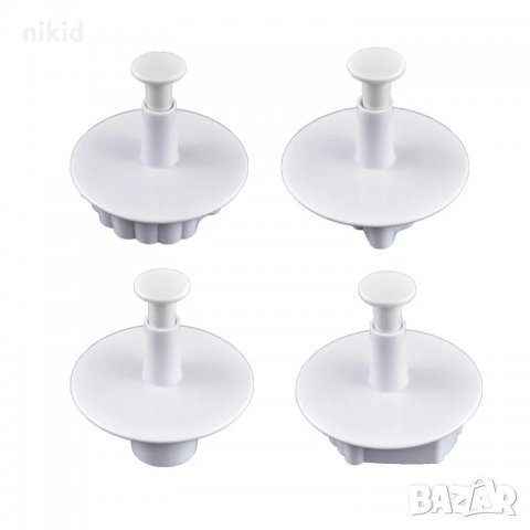 4 големи Коледни  снежинка Дядо Коледа Елха Човече пластмасови резци форми бутало релеф за сладки фо, снимка 2 - Форми - 35089655