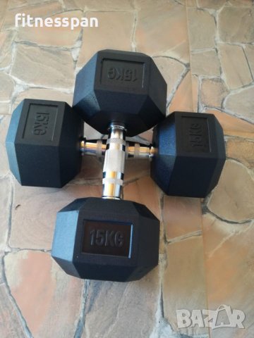 Хексалгенови дъмбели 2 бр. х 15 кг., снимка 3 - Фитнес уреди - 37596731