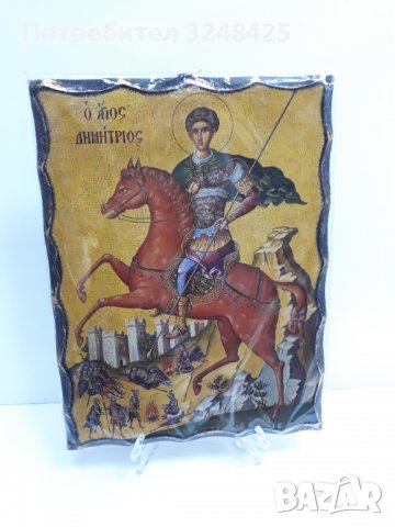 Голяма икона на Свети Димитър - ръчна изработка, снимка 4 - Икони - 37640280