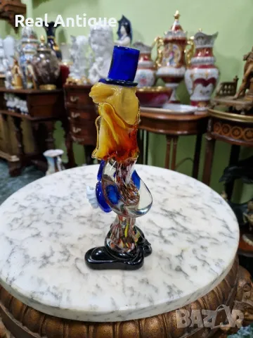 Чудесна антикварна италианска стъклена фигура статуетка клоун Мурано , снимка 7 - Колекции - 50070568