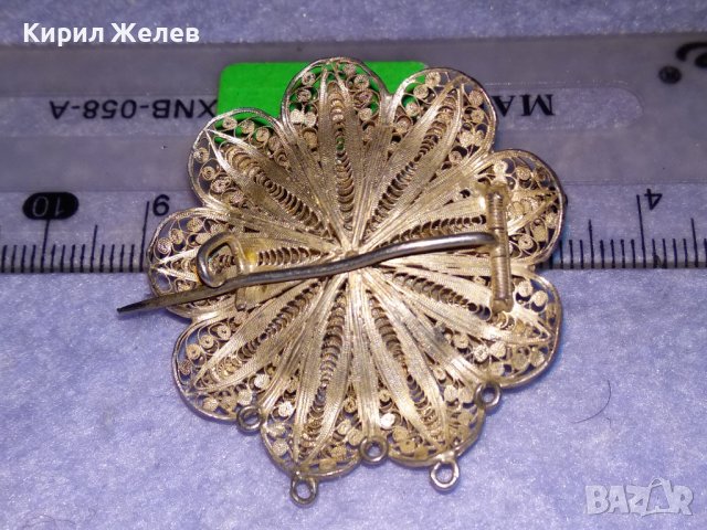 РАЗКОШНА СТАРИННА СРЕБЪРНА ФИЛИГРАННА ФЛОРАЛНА БРОШКА ФИНА МАЙСТОРСКА РЪЧНА ИЗРАБОТКА УНИКАТ 35809, снимка 8 - Антикварни и старинни предмети - 39507059