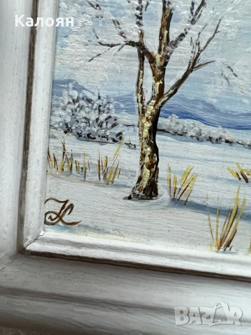 Картина пейзаж с маслени бои 13х13 см, снимка 10 - Други - 51061181