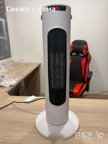 Вентилаторна печка 2-в-1 с керамичен нагревател, осцилация 60°, дистанционно и LED дисплей – 1500W, 