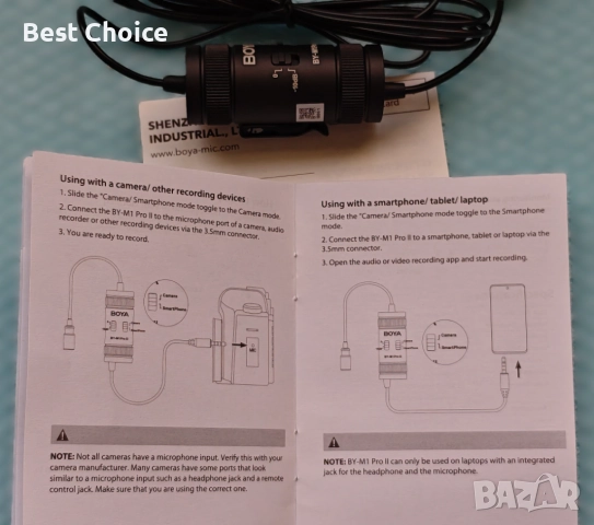 BY-M1 Pro II микрофон Lavalier с шумопотискане, всепосочен, с порт за монитор, снимка 13 - Микрофони - 52819111