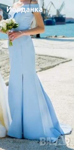 Дълга елегантна рокля в небесно синьо ,XS-S , снимка 2 - Рокли - 40529502