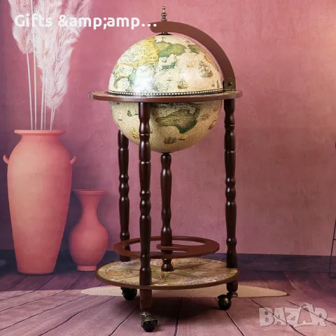 Дървен бар за напитки Глобус, снимка 1