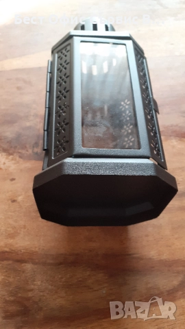 фенер метален ретро антикварен, за свещ кандило или други прахово боядисан в черен цвят, снимка 6 - Други - 52567623