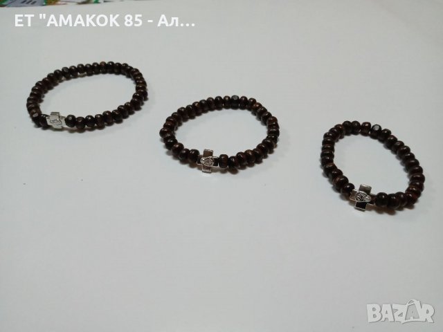 Дървени гривни с кръстче , снимка 3 - Гривни - 34721514