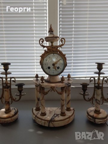 Френски антикварен каминен часовник , снимка 2 - Антикварни и старинни предмети - 34829466