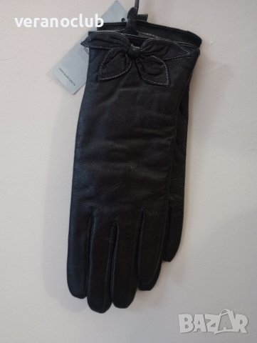 Кафяви дамски кожени ръкавици L, снимка 3 - Ръкавици - 43799951