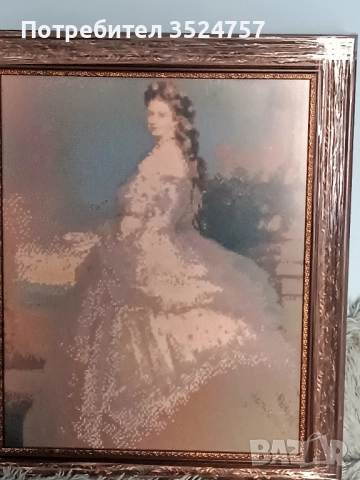 Луксозен диамантен гоблен „Принцеса Сиси“ – рамка с антирефлексно стъкло, снимка 6 - Гоблени - 52432771