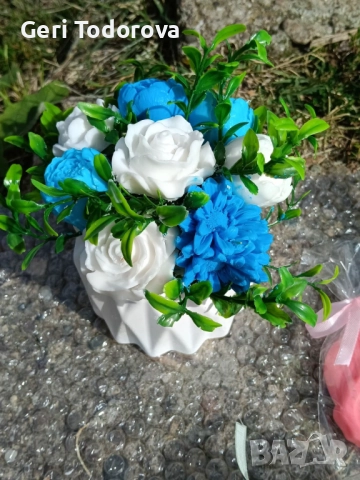 Сапунени букети – ароматен подарък за всеки повод (алтернатива: Букети от сапунени рози | Ръчна изра, снимка 5 - Декорация за дома - 52908082