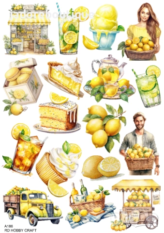 Скрапбук стикери за декорация планер лимони lemonade самозалепващ лист А5 - различни видове, снимка 2 - Други - 37613792