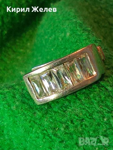 СТАРА СКЪПОЦЕННА СРЕБЪРНА ОБЕЦА СРЕБРО 925 - АНГЛИЯ с ФАСЕТ КРИСТАЛИ 25916, снимка 2 - Обеци - 35736256