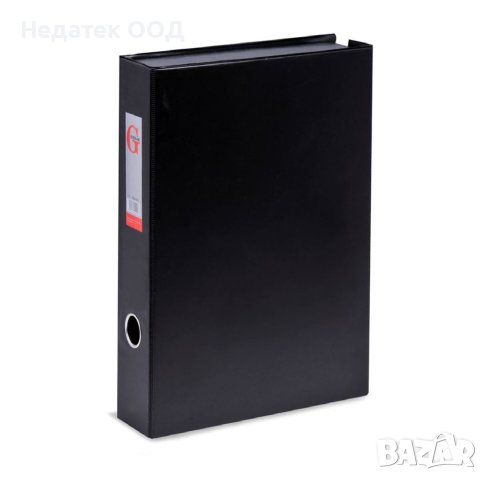 Кутия за папки, пластмасова, черна с копче, 33x24x6см