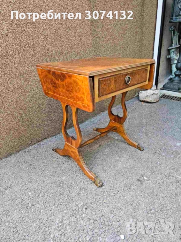 Английска масичка с интарзия, снимка 4 - Маси - 52159564