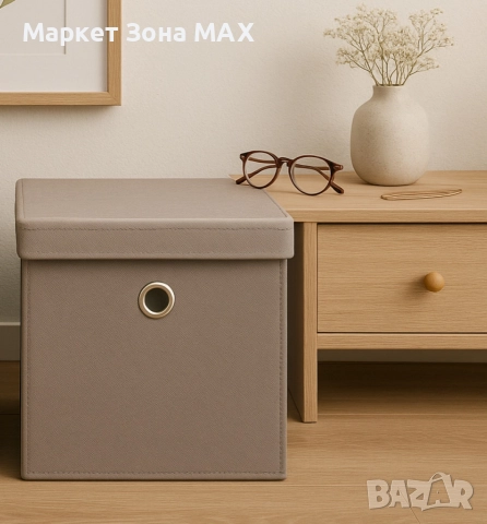 Комплект от 2 текстилни сгъваеми кутии за съхранение с капак, снимка 3 - Други стоки за дома - 52967867