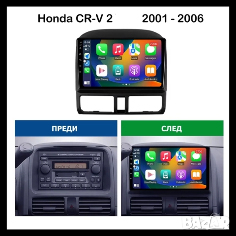 Honda CR-V_2 2001-2006 9” 2-DIN мултимедия с Android 12, 2/32GB , снимка 2 - Аксесоари и консумативи - 52511781