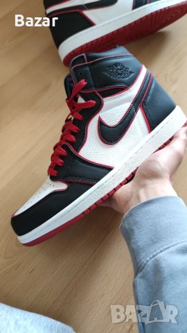 Nike Air Jordan 1 High Bloodline Размер 45 Номер Кецове Маратонки Мъжки Обувки Нови Оригинални , снимка 1 - Кецове - 40699205