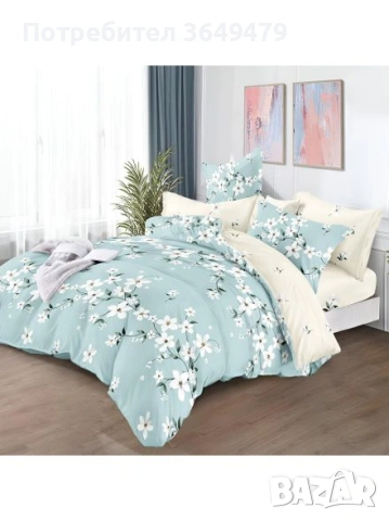 Спален комплект от 6 части с ластик, снимка 4 - Спално бельо - 53254334