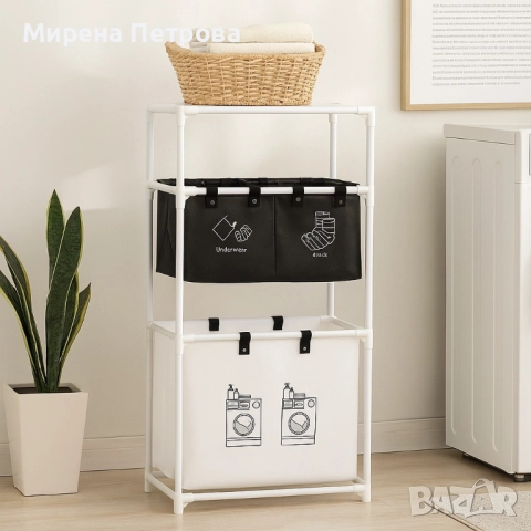 Мултифункционален органазйер за мръсни дрехи с 3 кошници и 3 рафта, снимка 5 - Други стоки за дома - 52918322