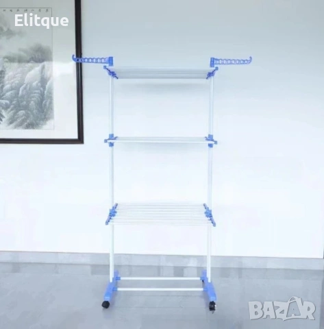 Сгъваем сушилник за дрехи на колелца – практична стойка за сушене на пране, снимка 8 - Сушилници - 53005112