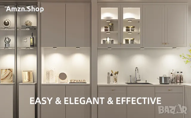 EZVALO Осветление за гардероб шкаф библиотека с вътрешен сензор за движение 2000mAh Акумулаторно, снимка 8 - Лед осветление - 47737823