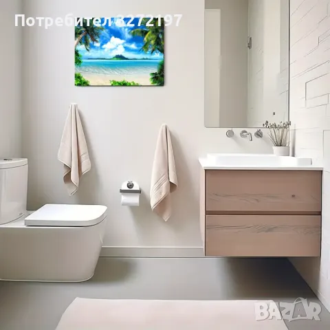 Картина на платно с дървена рамка Тропически плаж-,30x40 см., снимка 4 - Картини - 48463894